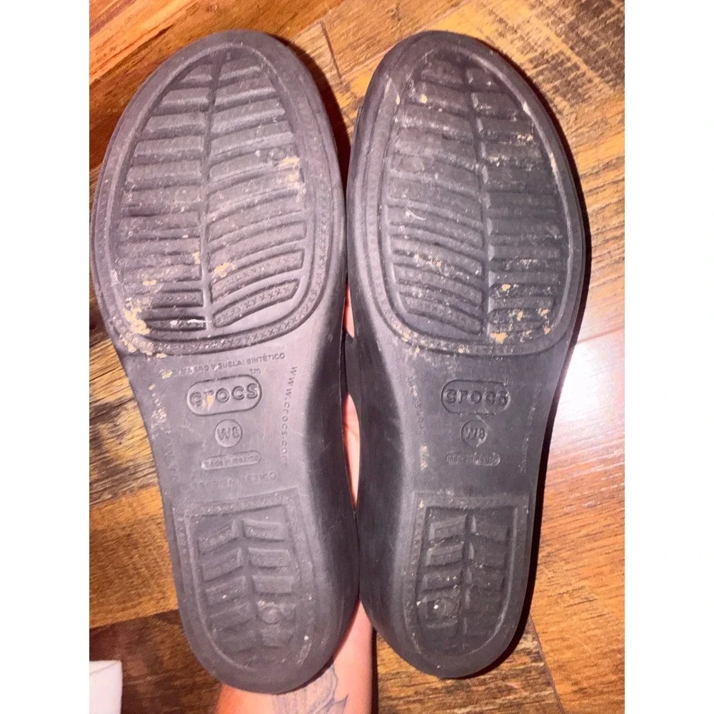 Crocs Patricia Black Wedge Strappy Sandals Women's Size 8 Comfort Casual Summer